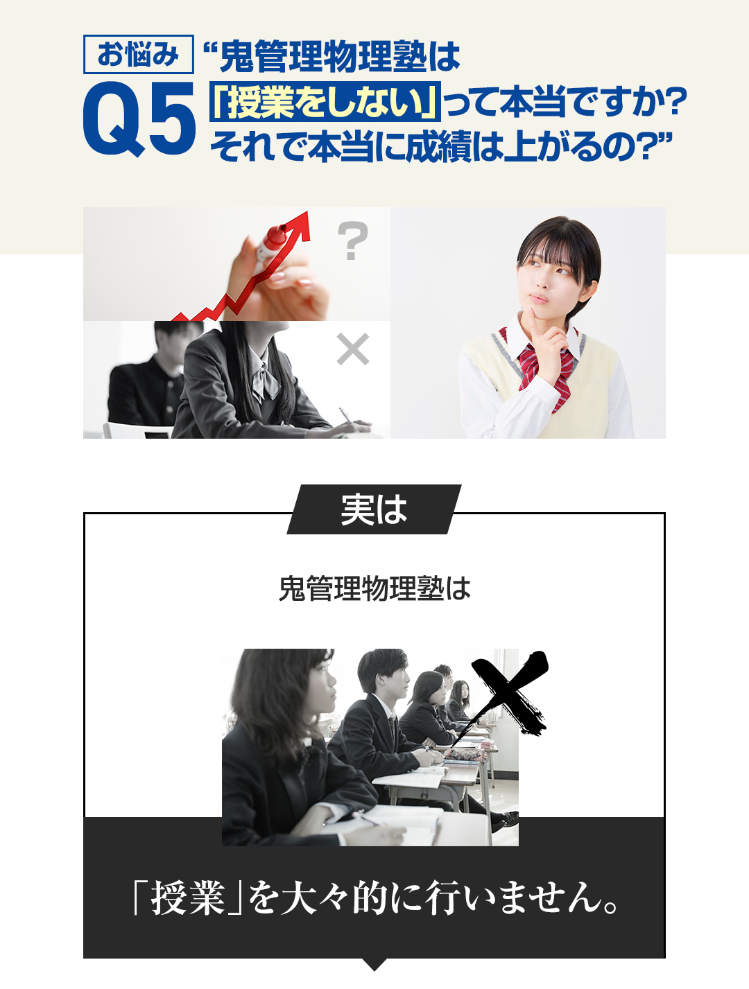 お悩み5　鬼管理物理塾は「授業をしない」って本当ですか？それで本当に成績は上がるの？