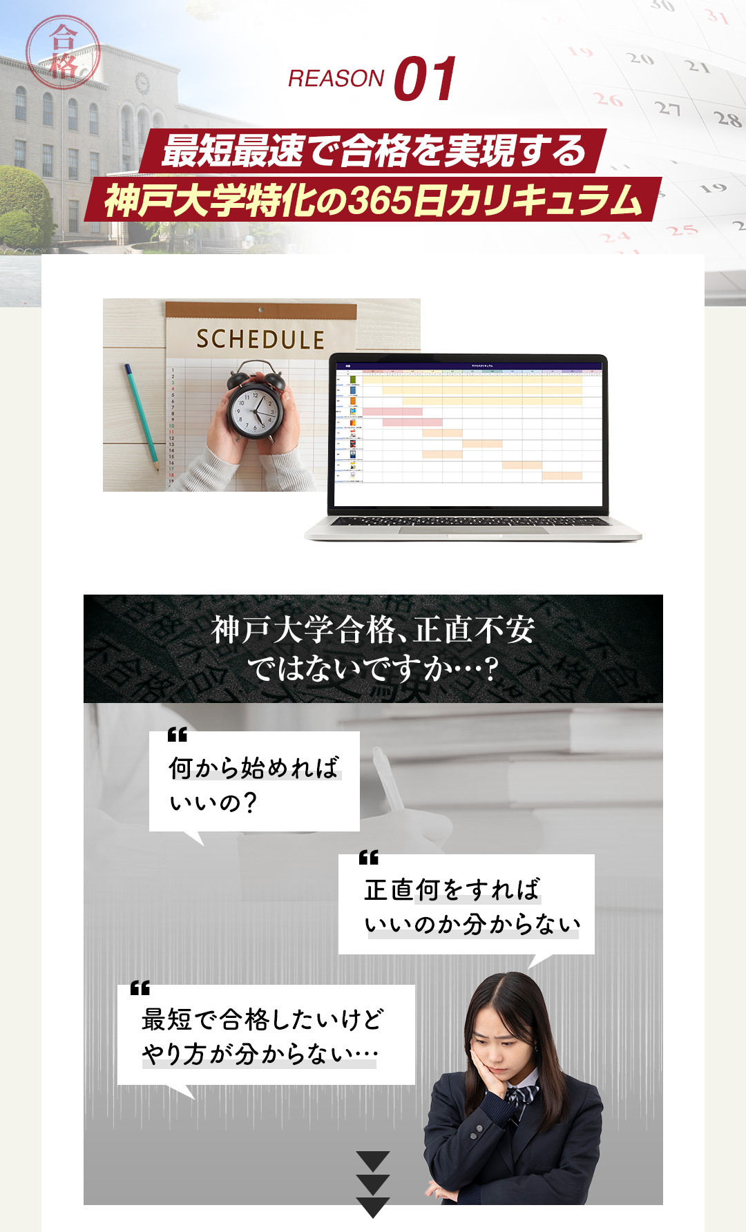 鬼管理神戸大学塾の結果がでる理由1「最短最速で合格を実現する神戸大学特化の365日カリキュラム」