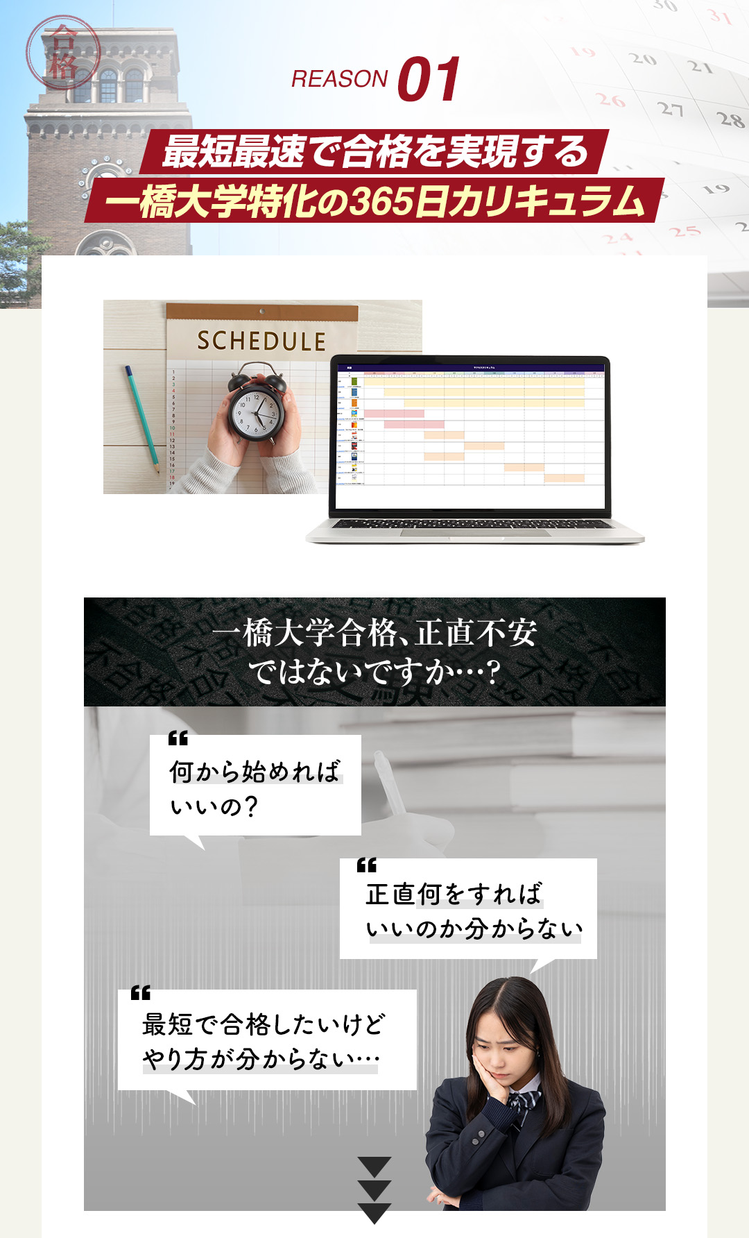 鬼管理一橋大学塾の結果がでる理由1「最短最速で合格を実現する一橋大学特化の365日カリキュラム」