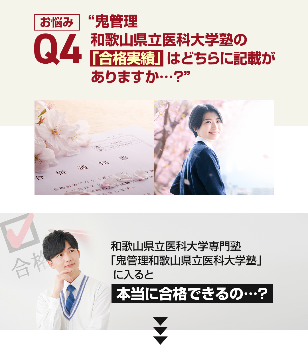 お悩み4　鬼管理和歌山県立医科大学塾の「合格実績」はどちらに記載がありますか？