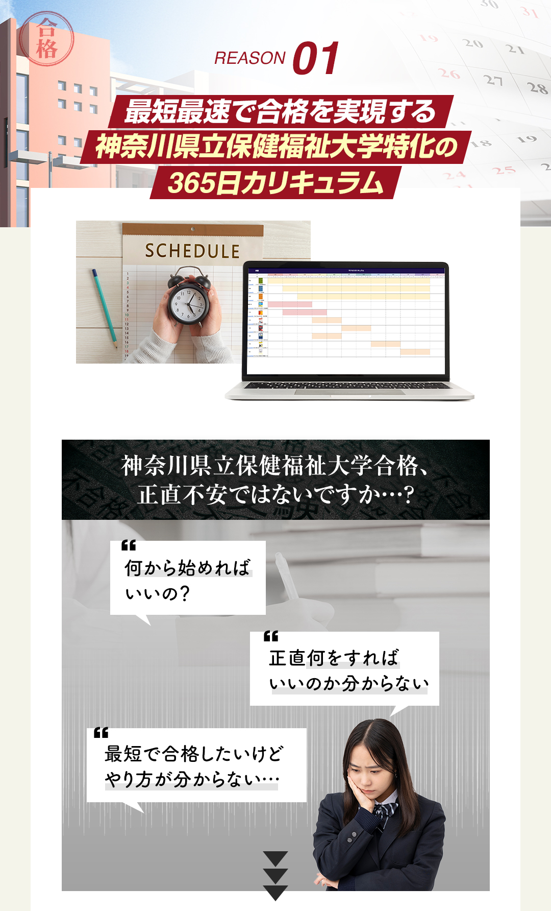 鬼管理神奈川県立保健福祉大学塾の結果がでる理由1「最短最速で合格を実現する神奈川県立保健福祉大学特化の365日カリキュラム」