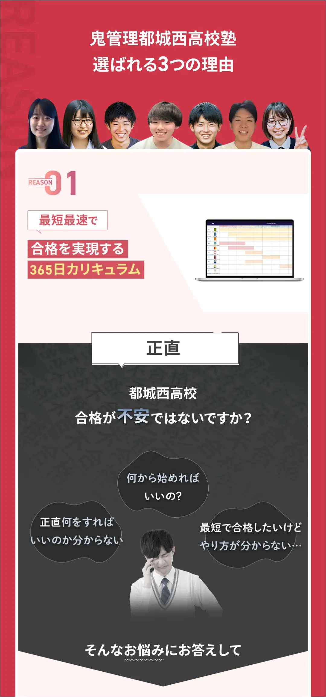 「鬼管理都城西高校塾」が選ばれる3つの理由