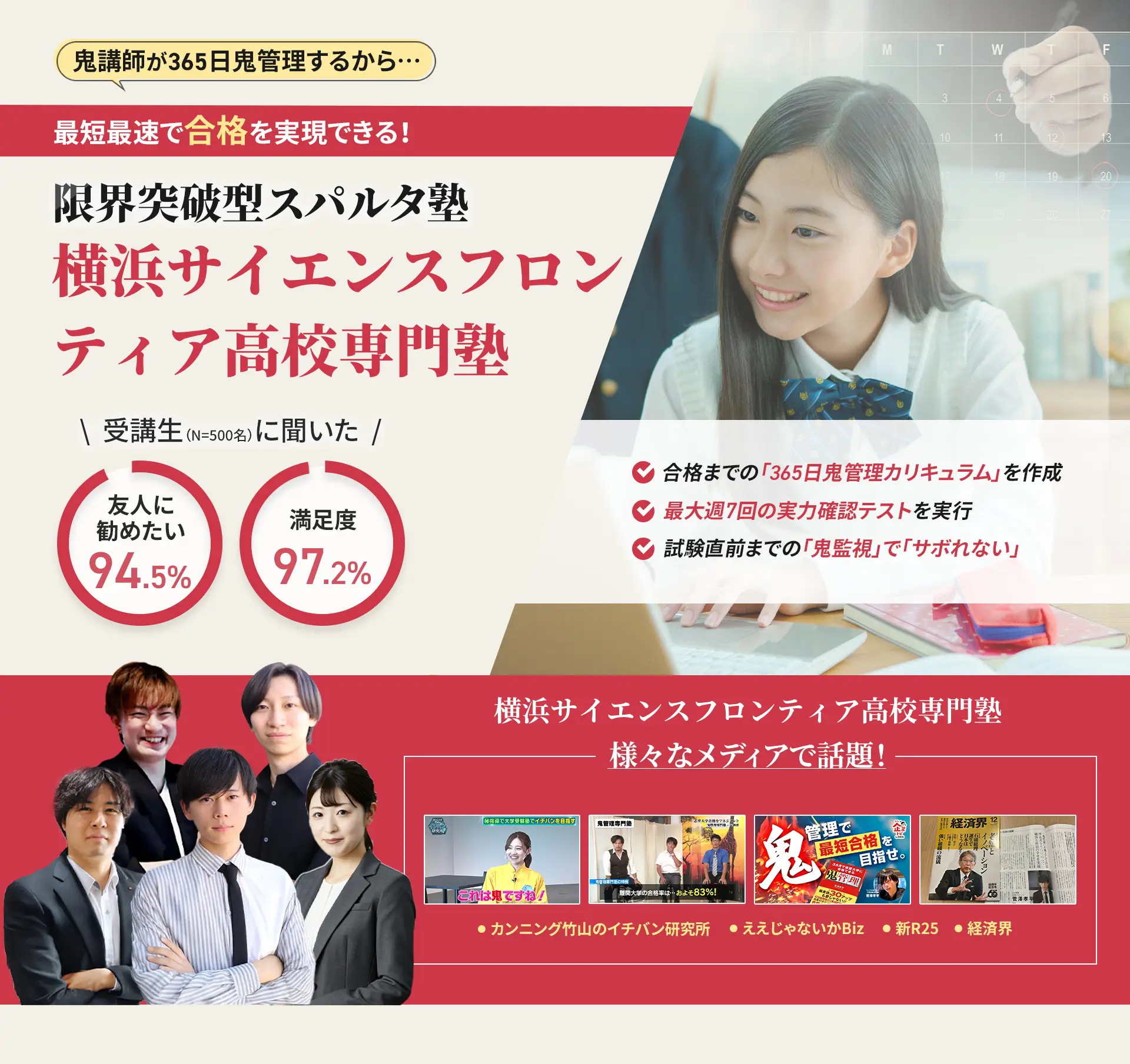 横浜サイエンスフロンティア高校に特化した鬼管理対策で伴走。鬼管理でアナタが合格したい横浜サイエンスフロンティア高校への最短最速の合格を目指します。