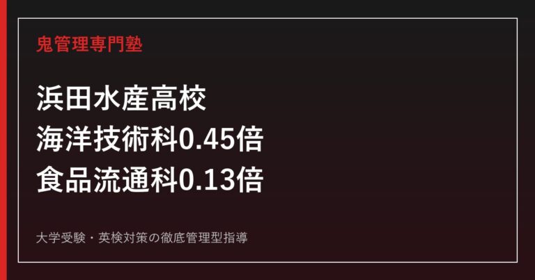 浜田水産高校に合格するには？倍率0.45倍・0.13倍と海洋技術科・食品流通科の対策