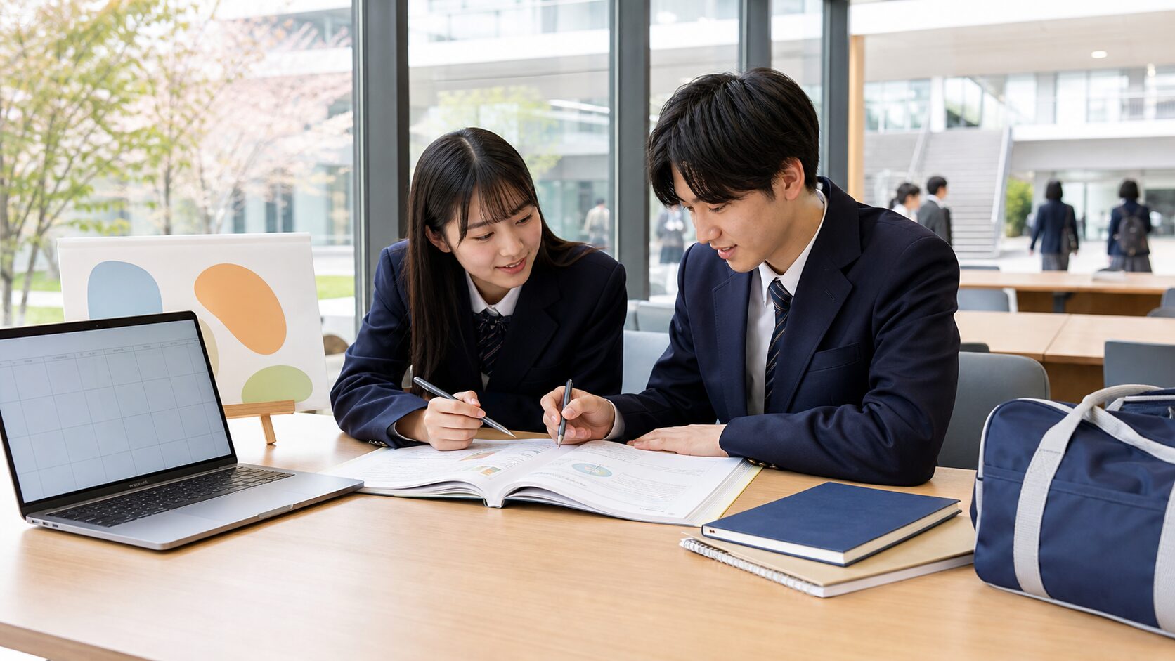 城西大学附属城西高校を志望しAC・CSクラスと国語・数学・英語の学習計画を相談する中学生二人
