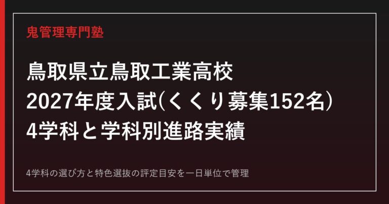 鳥取工業高校の4学科とくくり募集・2027年度入試を解説【学科別進路実績】鳥取工業高校専門塾
