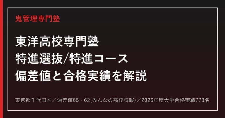東洋高校専門塾（千代田区）｜特進選抜/特進コースの偏差値と2026年度大学合格実績を解説