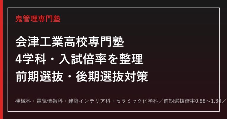 会津工業高校専門塾｜4学科(機械/電気情報/建築インテリア/セラミック化学)と入試対策