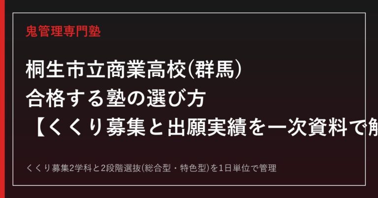 桐生市立商業高校(群馬)専門塾|くくり募集200名・倍率1.04倍を一次資料で解説
