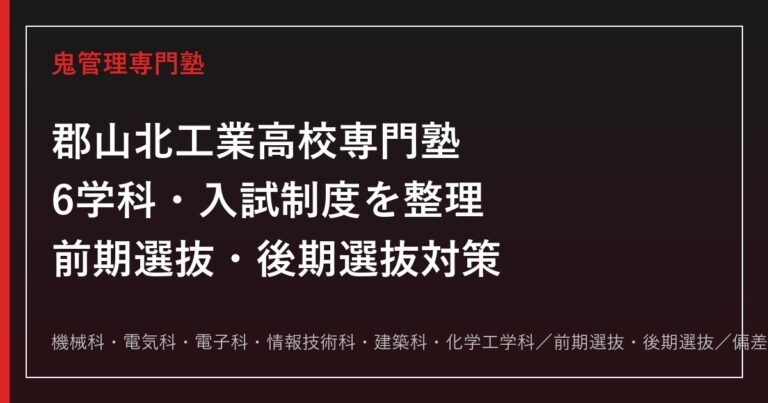 郡山北工業高校専門塾｜6学科(機械/電気/電子/情報技術/建築/化学工学)と入試対策