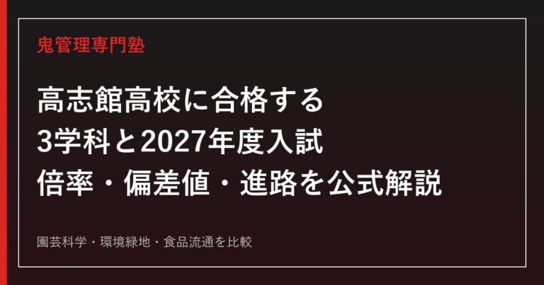 高志館高校専門塾|3学科・倍率・偏差値・進路と2027年度入試を公式解説