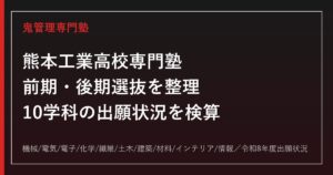 熊本工業高校専門塾｜前期・後期選抜と10学科(機械/電気/電子/化学/土木/建築/情報等)対策