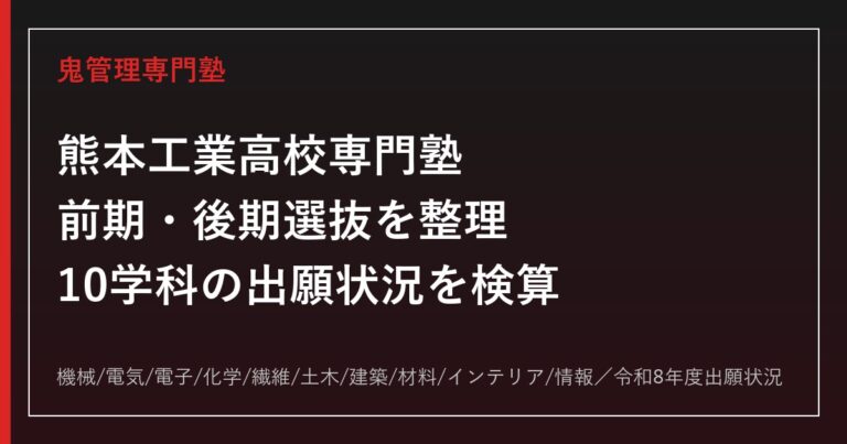 熊本工業高校専門塾｜前期・後期選抜と10学科(機械/電気/電子/化学/土木/建築/情報等)対策