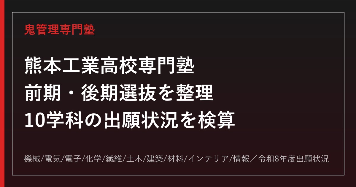 熊本工業高校専門塾｜前期・後期選抜と10学科(機械/電気/電子/化学/土木/建築/情報等)対策