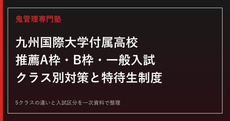 九州国際大学付属高校専門塾｜推薦A枠・B枠と一般入試のクラス別対策