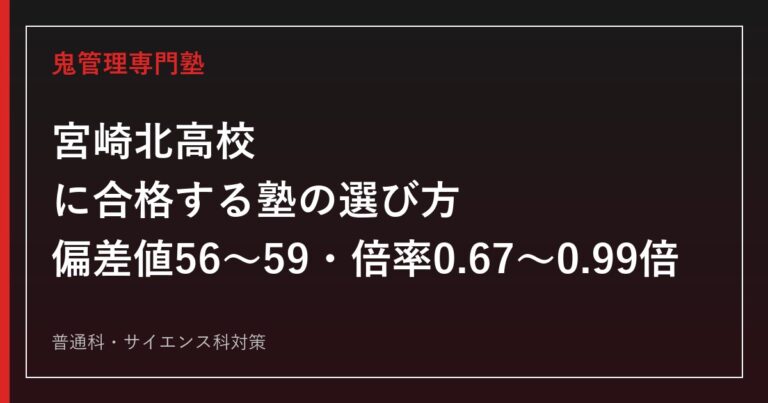 宮崎北高校に合格する塾の選び方【高校入試倍率0.67〜0.99倍・偏差値56〜59】宮崎北高校専門塾が徹底解説