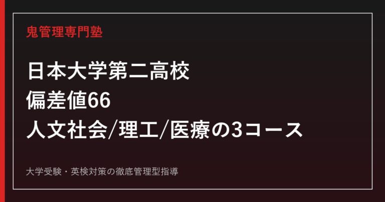 日本大学第二高校に合格する塾の選び方【偏差値66・人文社会/理工/医療の3コース】日本大学第二高校専門塾が解説