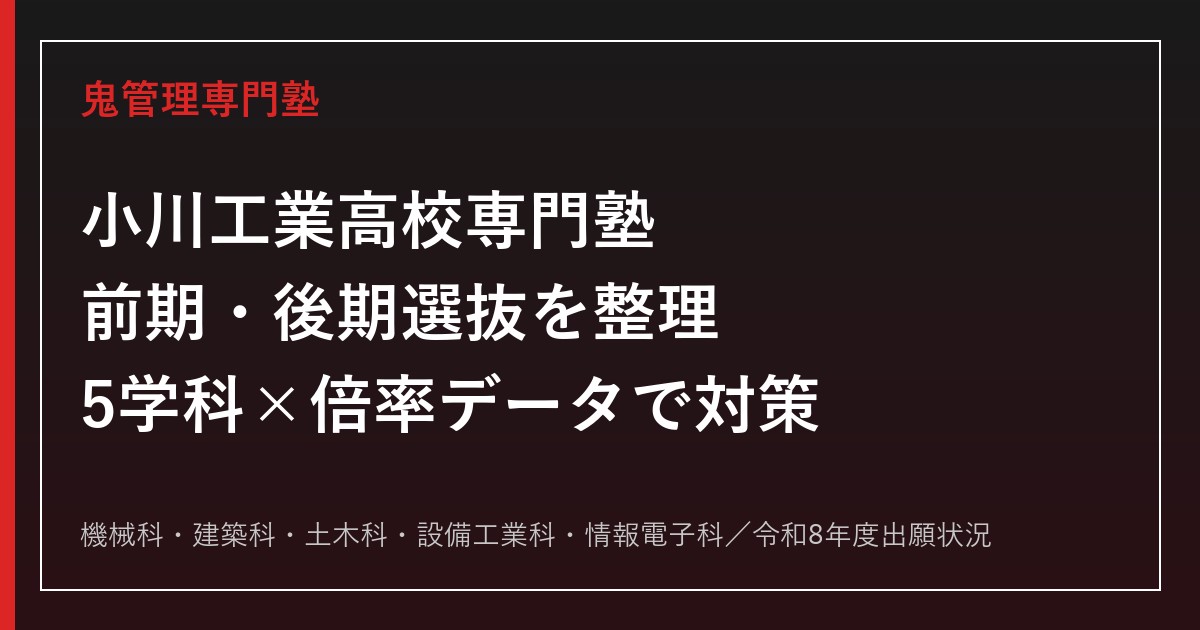 小川工業高校専門塾｜前期・後期選抜と5学科(機械/建築/土木/設備工業/情報電子)対策